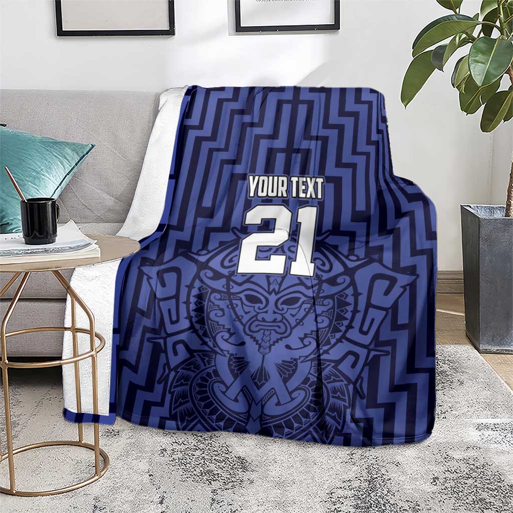 Custom Basketball New Zealand Blanket Blue Maori Ta Moko Indigenous - Aussie Hoodie