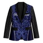 Custom Basketball New Zealand Blazer Blue Maori Ta Moko Indigenous - Aussie Hoodie