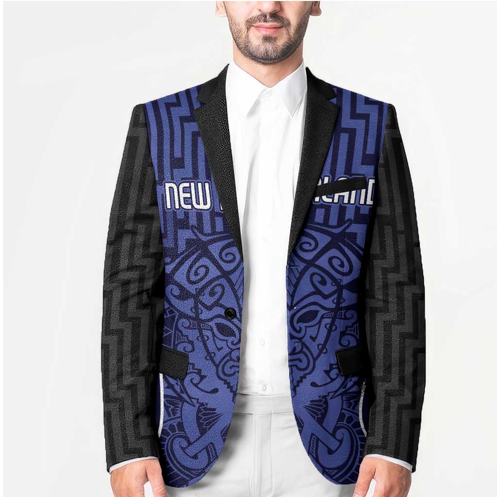 Custom Basketball New Zealand Blazer Blue Maori Ta Moko Indigenous - Aussie Hoodie