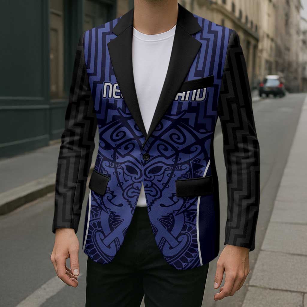 Custom Basketball New Zealand Blazer Blue Maori Ta Moko Indigenous - Aussie Hoodie
