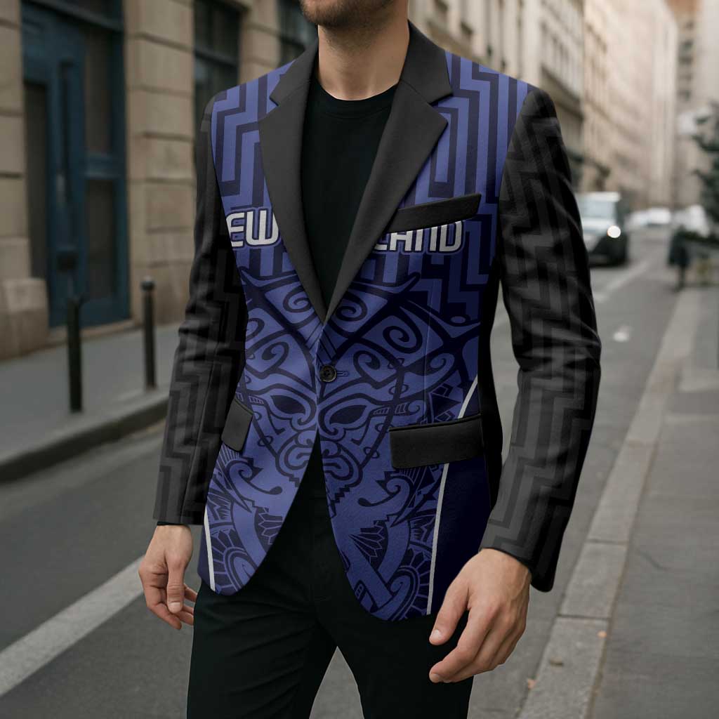 Custom Basketball New Zealand Blazer Blue Maori Ta Moko Indigenous - Aussie Hoodie