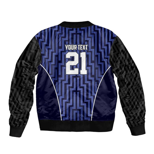 Custom Basketball New Zealand Bomber Jacket Blue Maori Ta Moko Indigenous - Aussie Hoodie