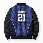 Custom Basketball New Zealand Bomber Puffer Jacket Blue Maori Ta Moko Indigenous - Aussie Hoodie