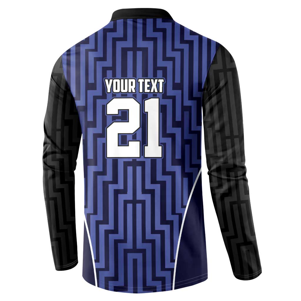 Custom Basketball New Zealand Button Sweatshirt Blue Maori Ta Moko Indigenous - Aussie Hoodie