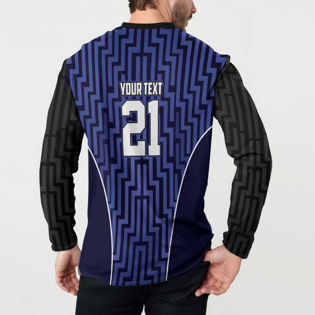 Custom Basketball New Zealand Button Sweatshirt Blue Maori Ta Moko Indigenous - Aussie Hoodie