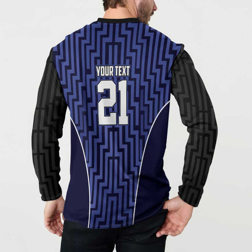 Custom Basketball New Zealand Button Sweatshirt Blue Maori Ta Moko Indigenous - Aussie Hoodie