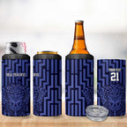 Custom Basketball New Zealand 4 in 1 Can Cooler Tumbler Blue Maori Ta Moko Indigenous - Aussie Hoodie