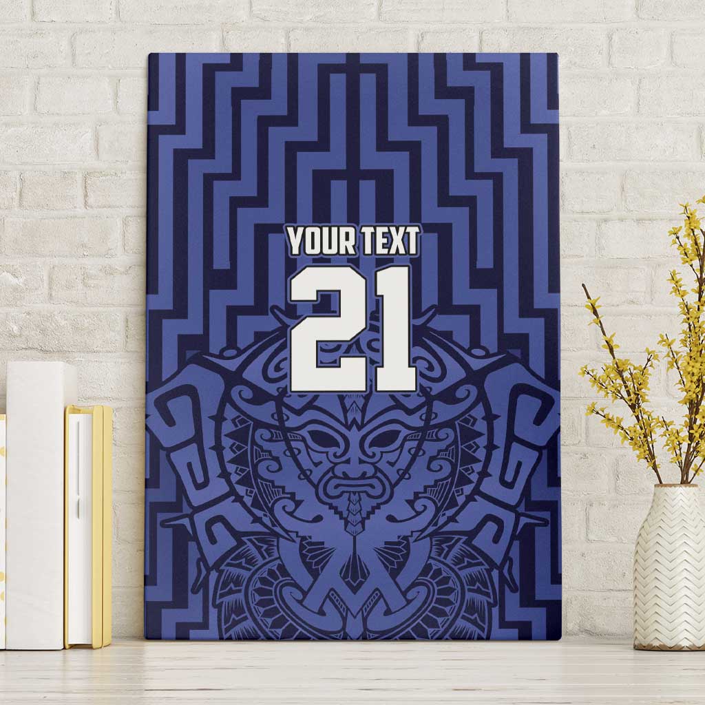 Custom Basketball New Zealand Canvas Wall Art Blue Maori Ta Moko Indigenous - Aussie Hoodie