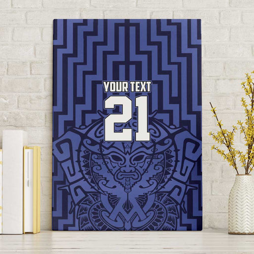 Custom Basketball New Zealand Canvas Wall Art Blue Maori Ta Moko Indigenous - Aussie Hoodie