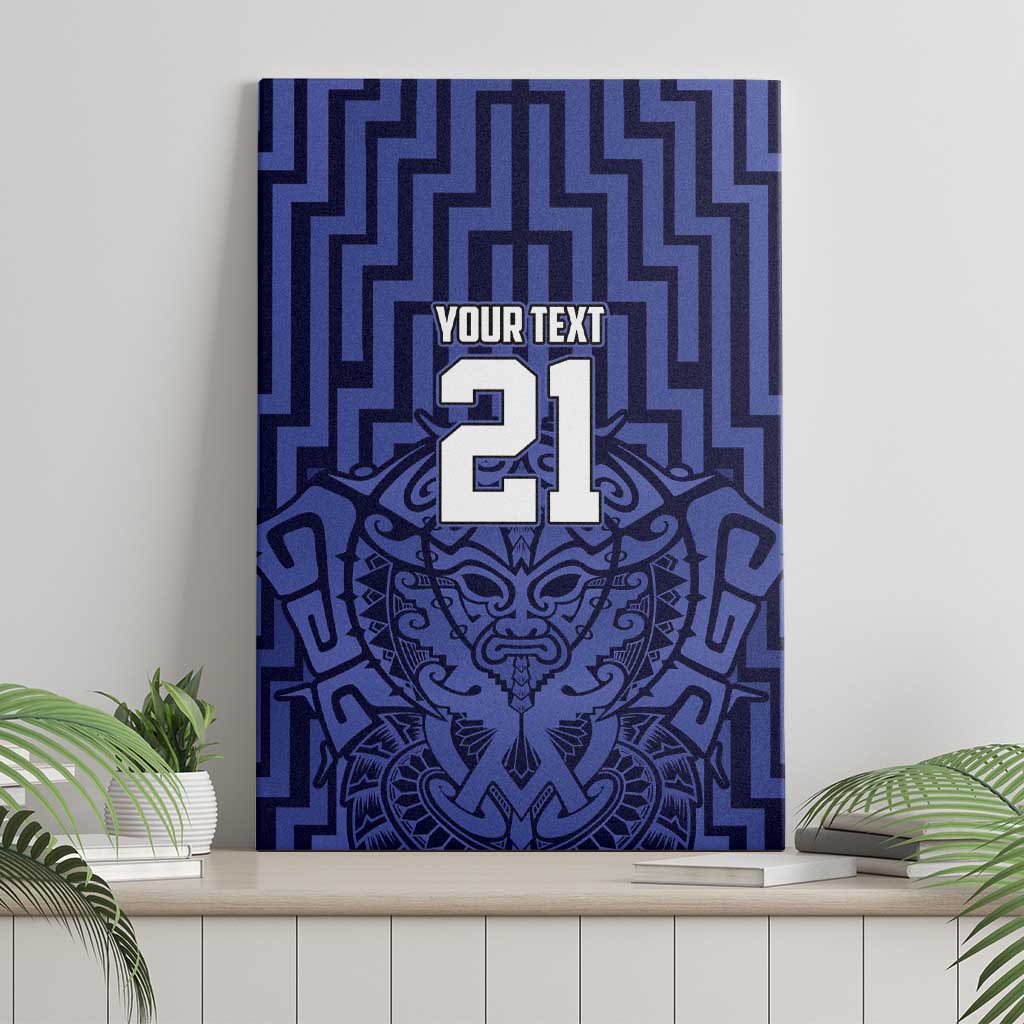Custom Basketball New Zealand Canvas Wall Art Blue Maori Ta Moko Indigenous - Aussie Hoodie
