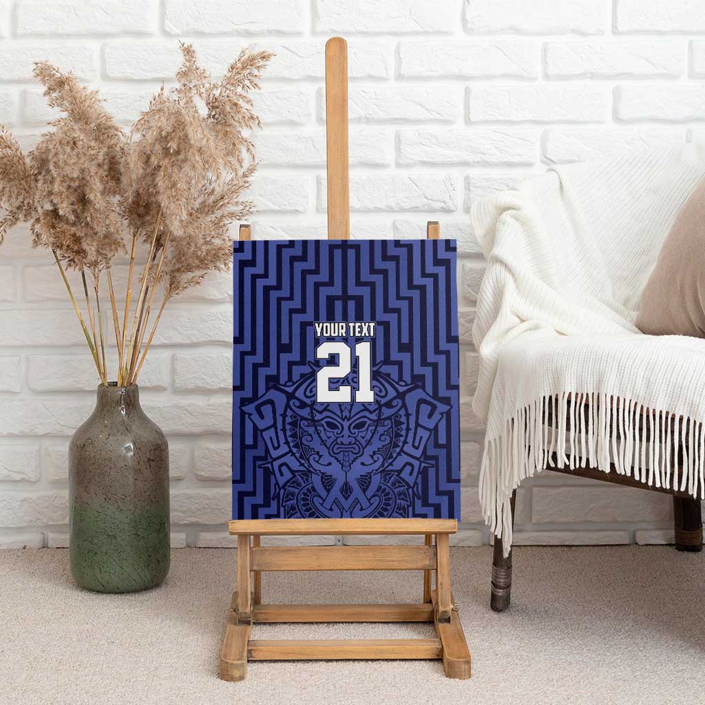Custom Basketball New Zealand Canvas Wall Art Blue Maori Ta Moko Indigenous - Aussie Hoodie