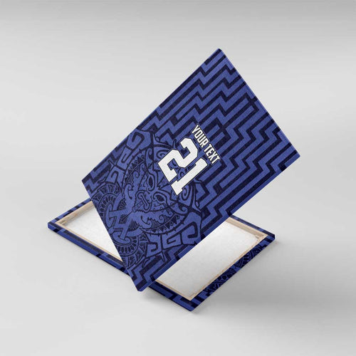 Custom Basketball New Zealand Canvas Wall Art Blue Maori Ta Moko Indigenous - Aussie Hoodie