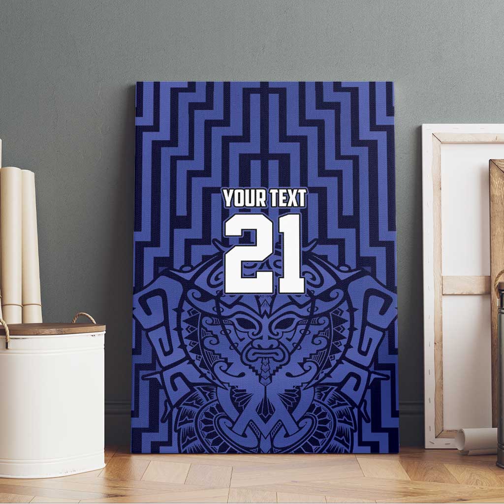 Custom Basketball New Zealand Canvas Wall Art Blue Maori Ta Moko Indigenous - Aussie Hoodie