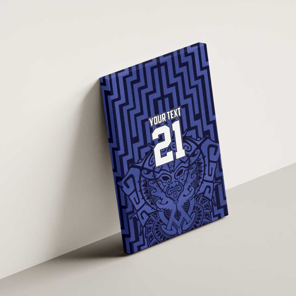 Custom Basketball New Zealand Canvas Wall Art Blue Maori Ta Moko Indigenous - Aussie Hoodie