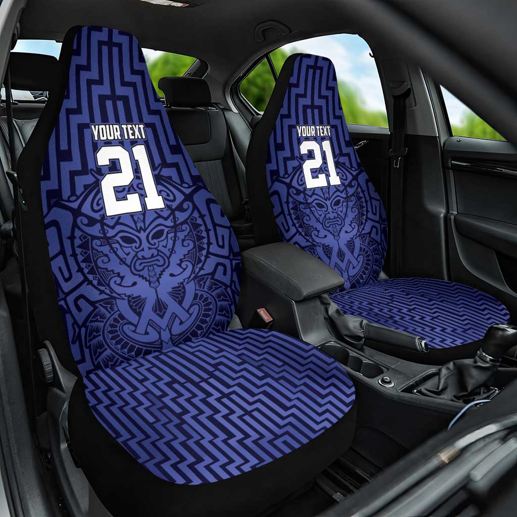 Custom Basketball New Zealand Car Seat Cover Blue Maori Ta Moko Indigenous - Aussie Hoodie