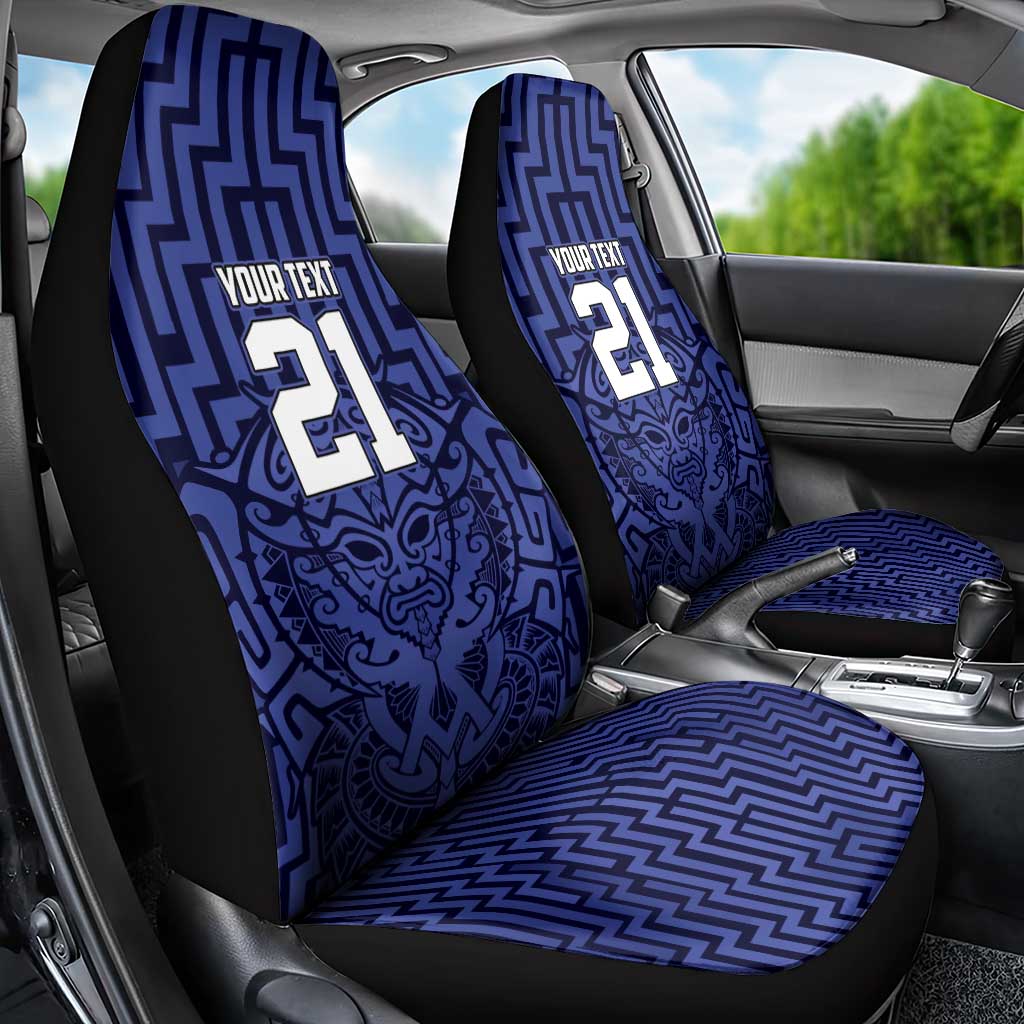 Custom Basketball New Zealand Car Seat Cover Blue Maori Ta Moko Indigenous - Aussie Hoodie