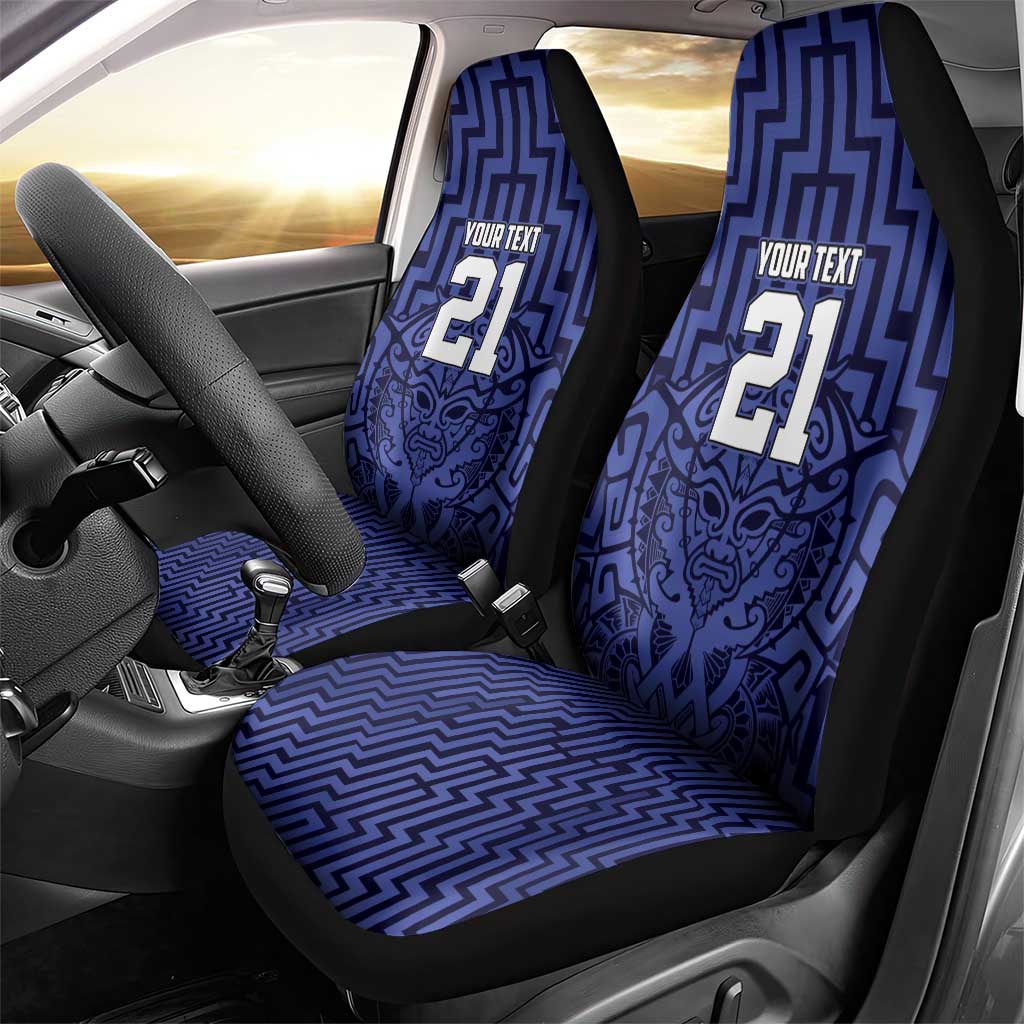 Custom Basketball New Zealand Car Seat Cover Blue Maori Ta Moko Indigenous - Aussie Hoodie