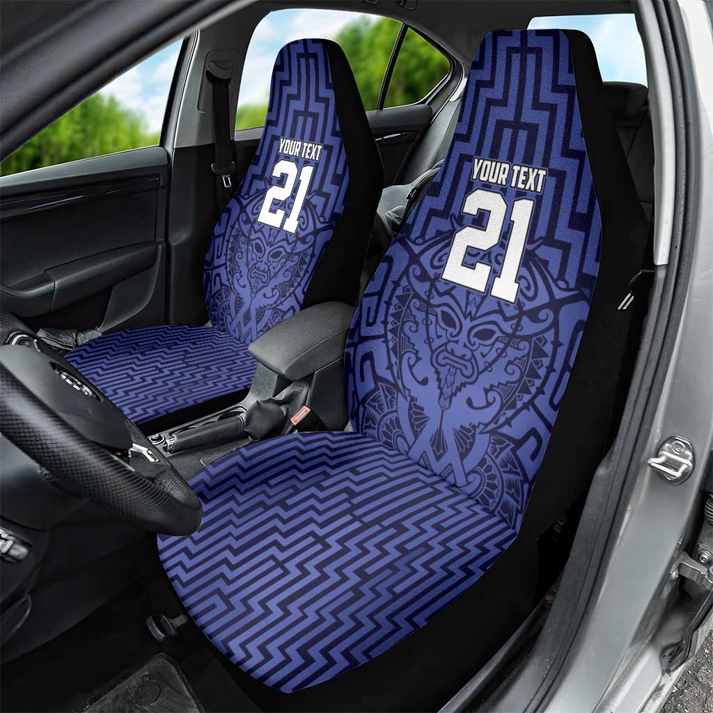 Custom Basketball New Zealand Car Seat Cover Blue Maori Ta Moko Indigenous - Aussie Hoodie