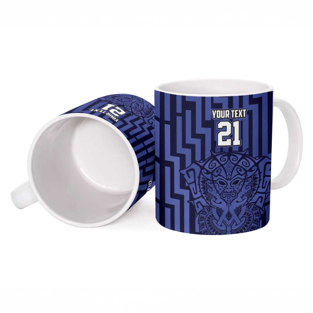 Custom Basketball New Zealand Ceramic Mug Blue Maori Ta Moko Indigenous - Aussie Hoodie