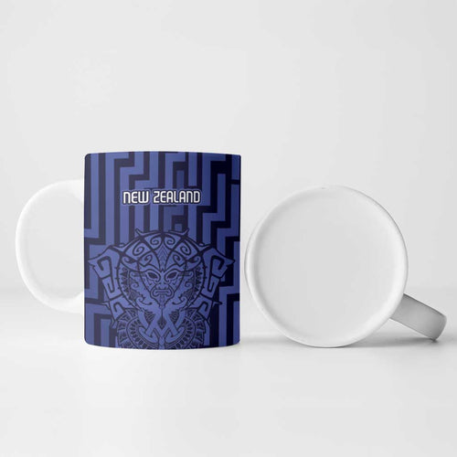 Custom Basketball New Zealand Ceramic Mug Blue Maori Ta Moko Indigenous - Aussie Hoodie