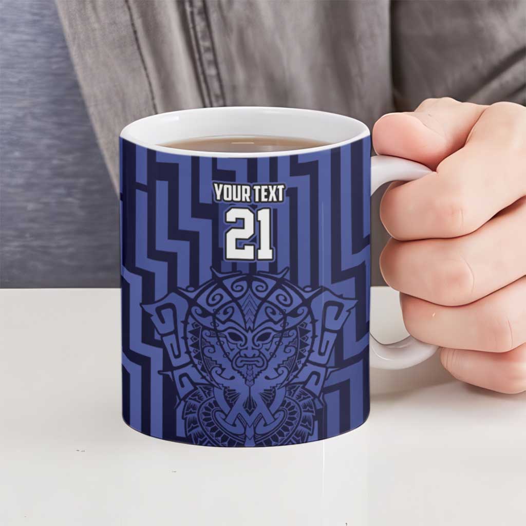 Custom Basketball New Zealand Ceramic Mug Blue Maori Ta Moko Indigenous - Aussie Hoodie