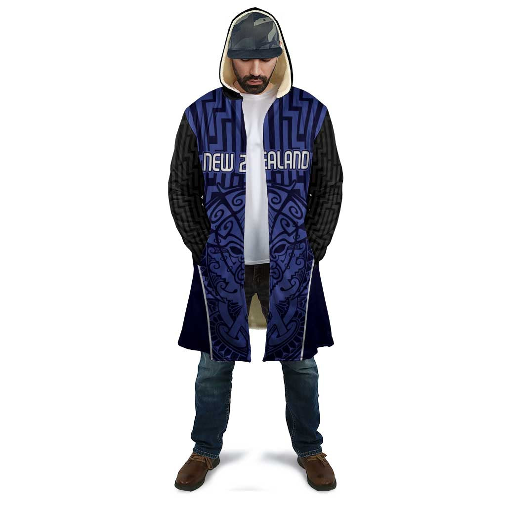 Custom Basketball New Zealand Cloak Blue Maori Ta Moko Indigenous - Aussie Hoodie