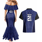Custom Basketball New Zealand Couples Matching Mermaid Dress and Hawaiian Shirt Blue Maori Ta Moko Indigenous - Aussie Hoodie