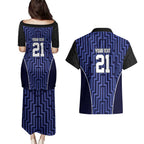 Custom Basketball New Zealand Couples Matching Puletasi and Hawaiian Shirt Blue Maori Ta Moko Indigenous - Aussie Hoodie
