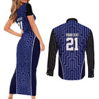 Custom Basketball New Zealand Couples Matching Short Sleeve Bodycon Dress and Long Sleeve Button Shirt Blue Maori Ta Moko Indigenous - Aussie Hoodie