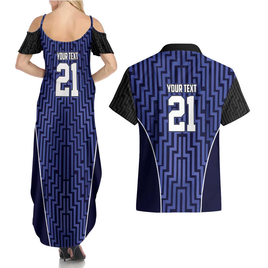 Custom Basketball New Zealand Couples Matching Summer Maxi Dress and Hawaiian Shirt Blue Maori Ta Moko Indigenous - Aussie Hoodie