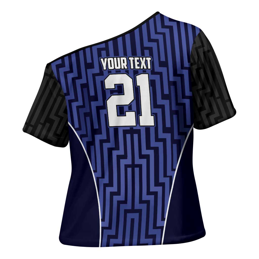 Custom Basketball New Zealand Cross Shoulder Shirt Blue Maori Ta Moko Indigenous - Aussie Hoodie