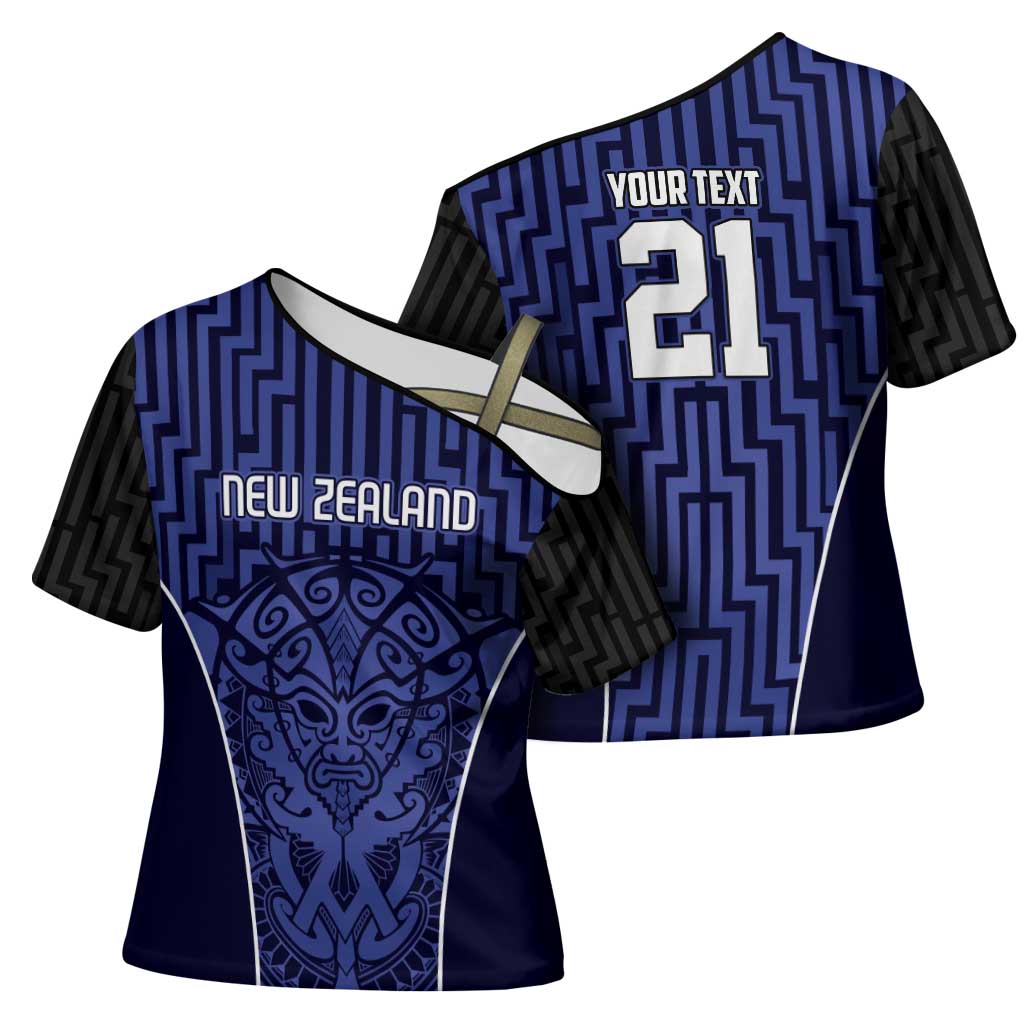 Custom Basketball New Zealand Cross Shoulder Shirt Blue Maori Ta Moko Indigenous - Aussie Hoodie