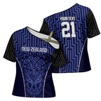 Custom Basketball New Zealand Cross Shoulder Shirt Blue Maori Ta Moko Indigenous - Aussie Hoodie