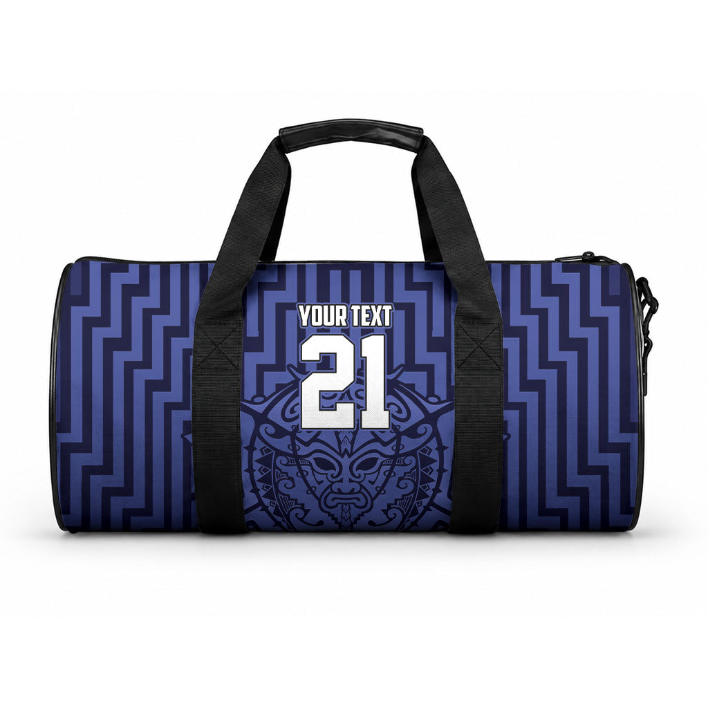 Custom Basketball New Zealand Duffle Bag Blue Maori Ta Moko Indigenous