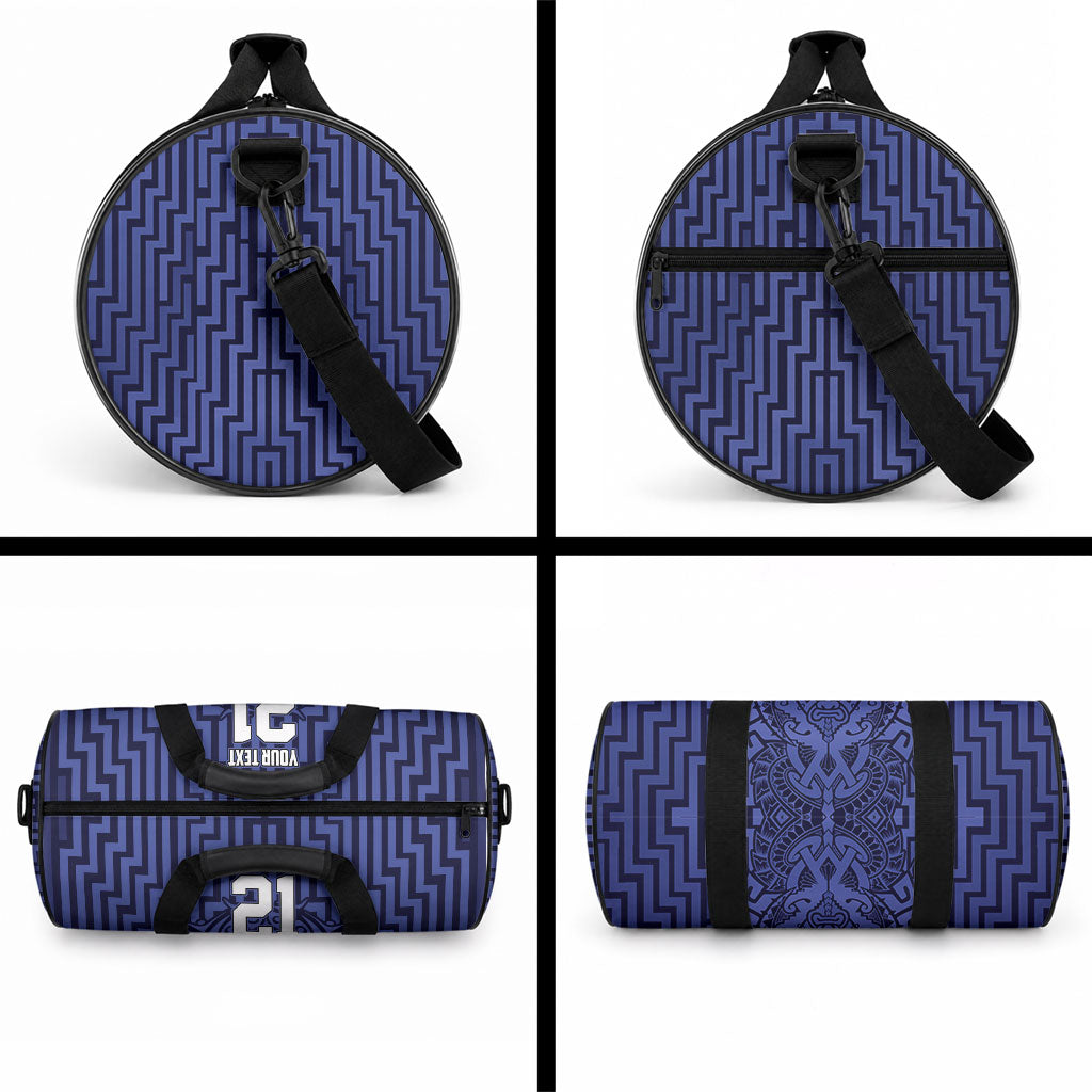 Custom Basketball New Zealand Duffle Bag Blue Maori Ta Moko Indigenous