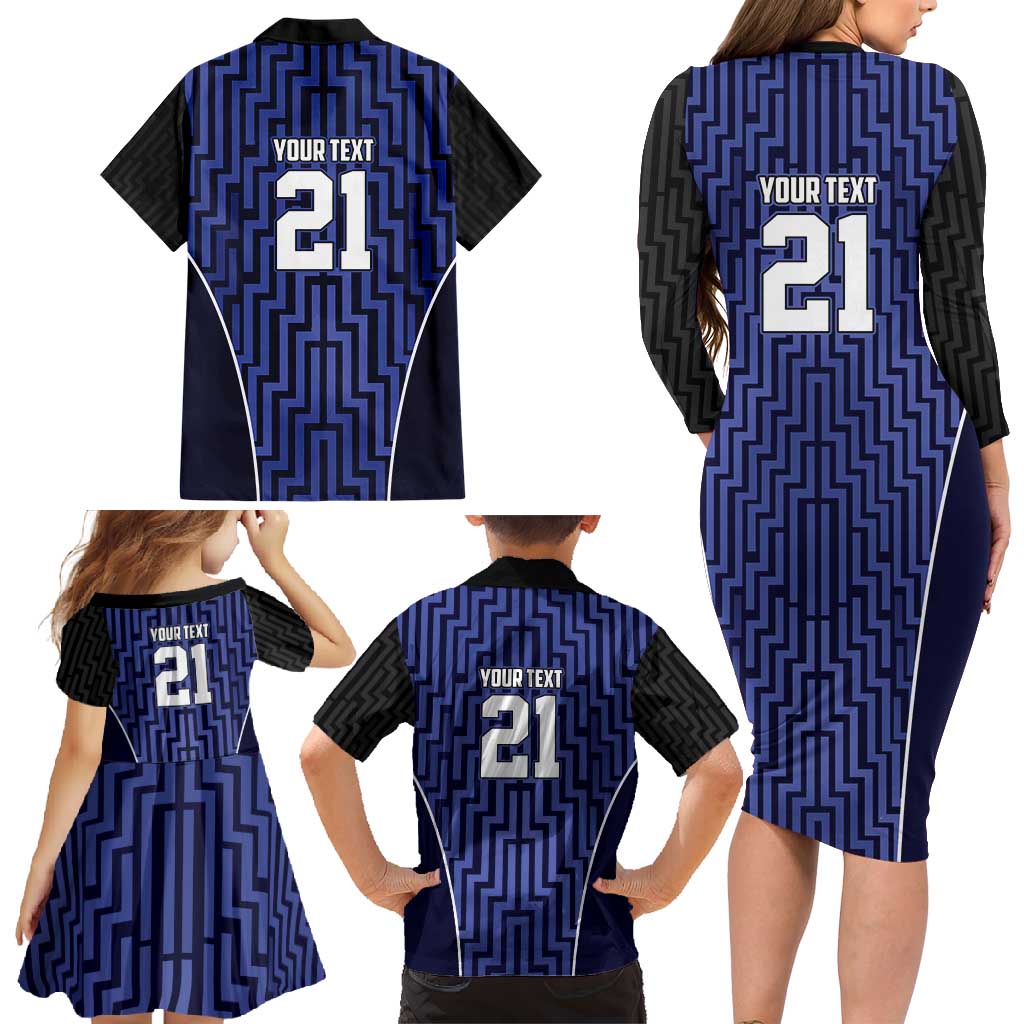 Custom Basketball New Zealand Family Matching Long Sleeve Bodycon Dress and Hawaiian Shirt Blue Maori Ta Moko Indigenous - Aussie Hoodie