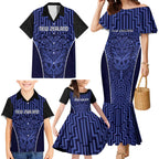 Custom Basketball New Zealand Family Matching Mermaid Dress and Hawaiian Shirt Blue Maori Ta Moko Indigenous - Aussie Hoodie