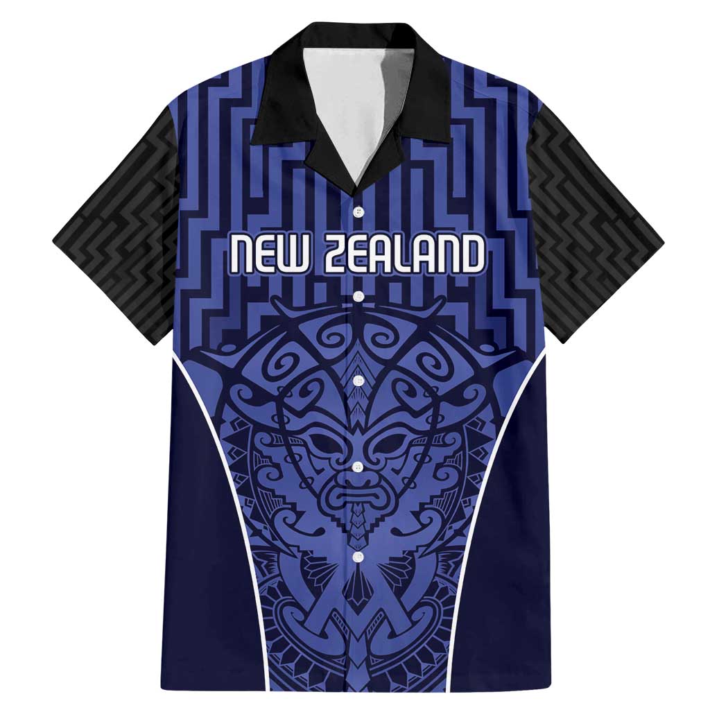 Custom Basketball New Zealand Family Matching Mermaid Dress and Hawaiian Shirt Blue Maori Ta Moko Indigenous - Aussie Hoodie