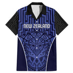 Custom Basketball New Zealand Family Matching Mermaid Dress and Hawaiian Shirt Blue Maori Ta Moko Indigenous - Aussie Hoodie