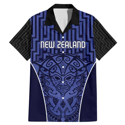 Custom Basketball New Zealand Family Matching Mermaid Dress and Hawaiian Shirt Blue Maori Ta Moko Indigenous - Aussie Hoodie