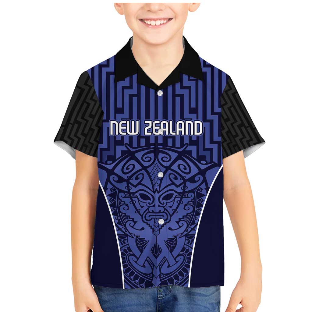 Custom Basketball New Zealand Family Matching Mermaid Dress and Hawaiian Shirt Blue Maori Ta Moko Indigenous - Aussie Hoodie