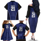 Custom Basketball New Zealand Family Matching Off The Shoulder Long Sleeve Dress and Hawaiian Shirt Blue Maori Ta Moko Indigenous - Aussie Hoodie