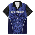 Custom Basketball New Zealand Family Matching Off The Shoulder Long Sleeve Dress and Hawaiian Shirt Blue Maori Ta Moko Indigenous - Aussie Hoodie