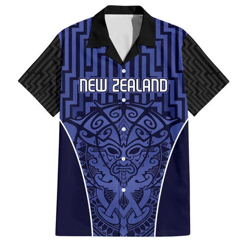 Custom Basketball New Zealand Family Matching Off The Shoulder Long Sleeve Dress and Hawaiian Shirt Blue Maori Ta Moko Indigenous - Aussie Hoodie