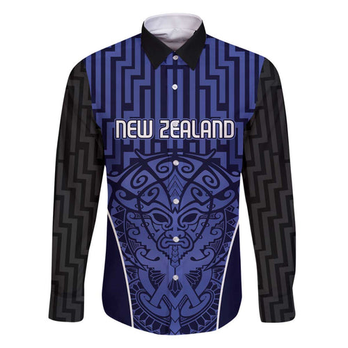 Custom Basketball New Zealand Family Matching Off The Shoulder Long Sleeve Dress and Hawaiian Shirt Blue Maori Ta Moko Indigenous - Aussie Hoodie