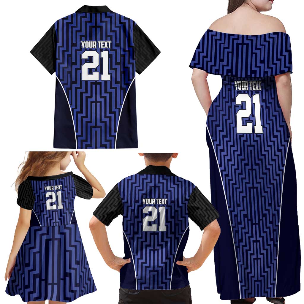 Custom Basketball New Zealand Family Matching Off Shoulder Maxi Dress and Hawaiian Shirt Blue Maori Ta Moko Indigenous - Aussie Hoodie