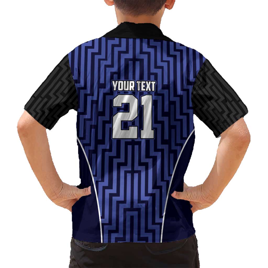 Custom Basketball New Zealand Family Matching Off Shoulder Short Dress and Hawaiian Shirt Blue Maori Ta Moko Indigenous - Aussie Hoodie