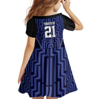 Custom Basketball New Zealand Family Matching Off Shoulder Short Dress and Hawaiian Shirt Blue Maori Ta Moko Indigenous - Aussie Hoodie