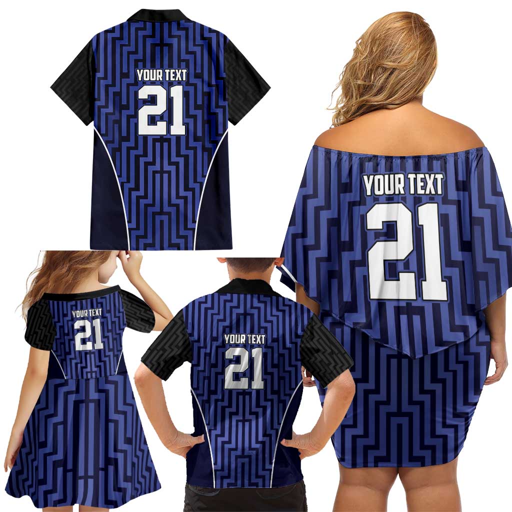 Custom Basketball New Zealand Family Matching Off Shoulder Short Dress and Hawaiian Shirt Blue Maori Ta Moko Indigenous - Aussie Hoodie