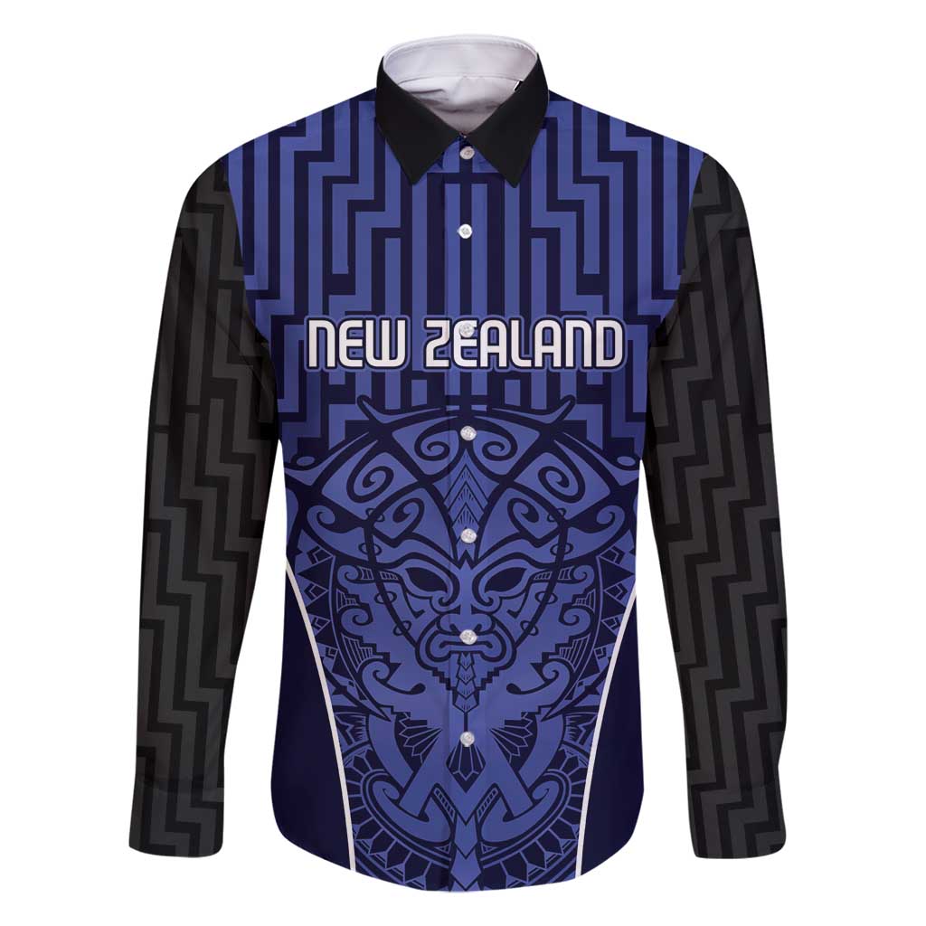 Custom Basketball New Zealand Family Matching Off Shoulder Short Dress and Hawaiian Shirt Blue Maori Ta Moko Indigenous - Aussie Hoodie